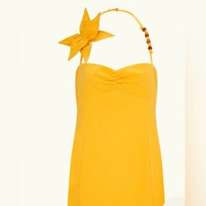 MESHKI YELLOW HALTER NECK MINI DRESS